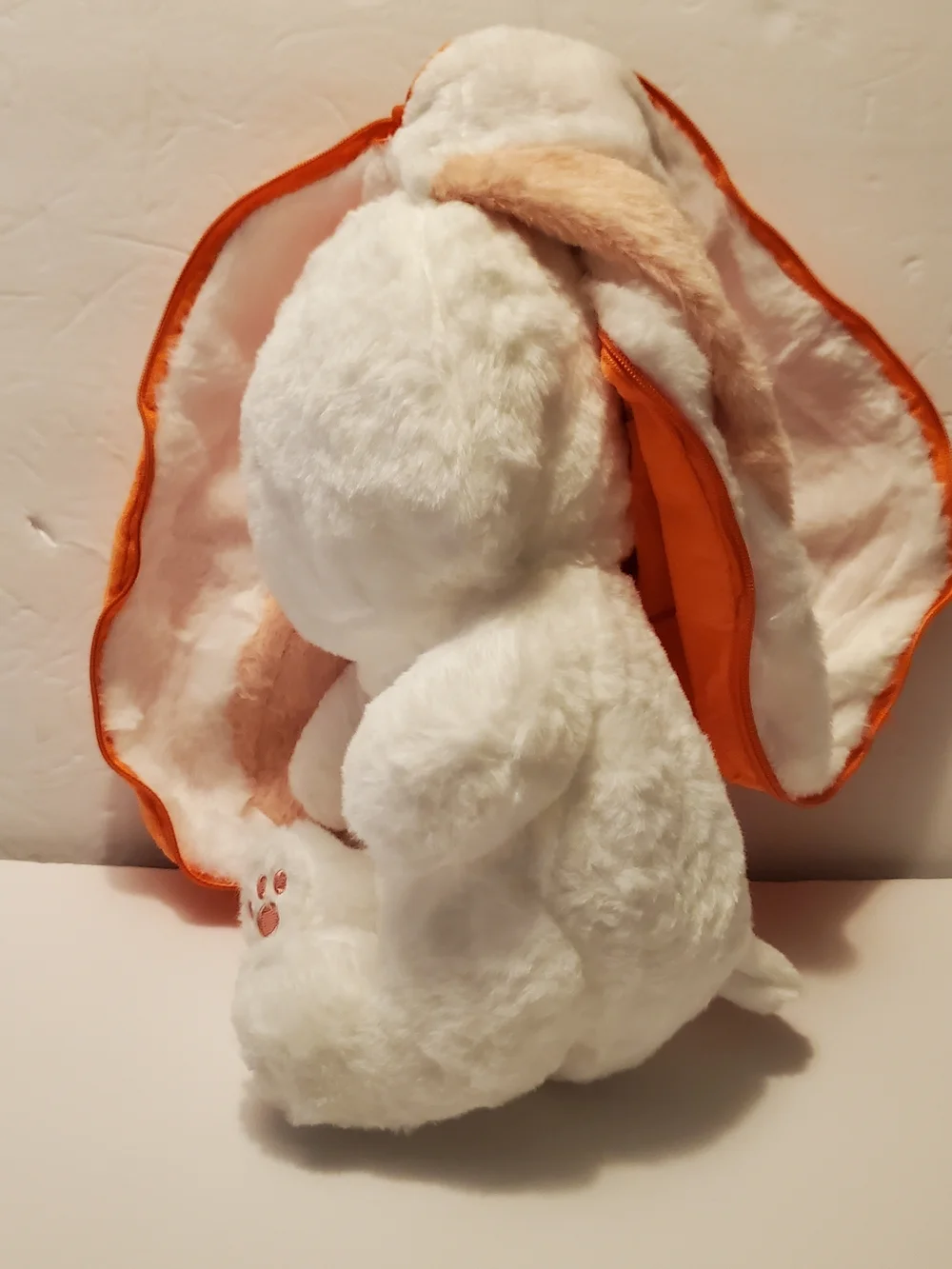 Reversible White Rabbit Stuffed Animal Plush in Orange Carrot Case, Medium